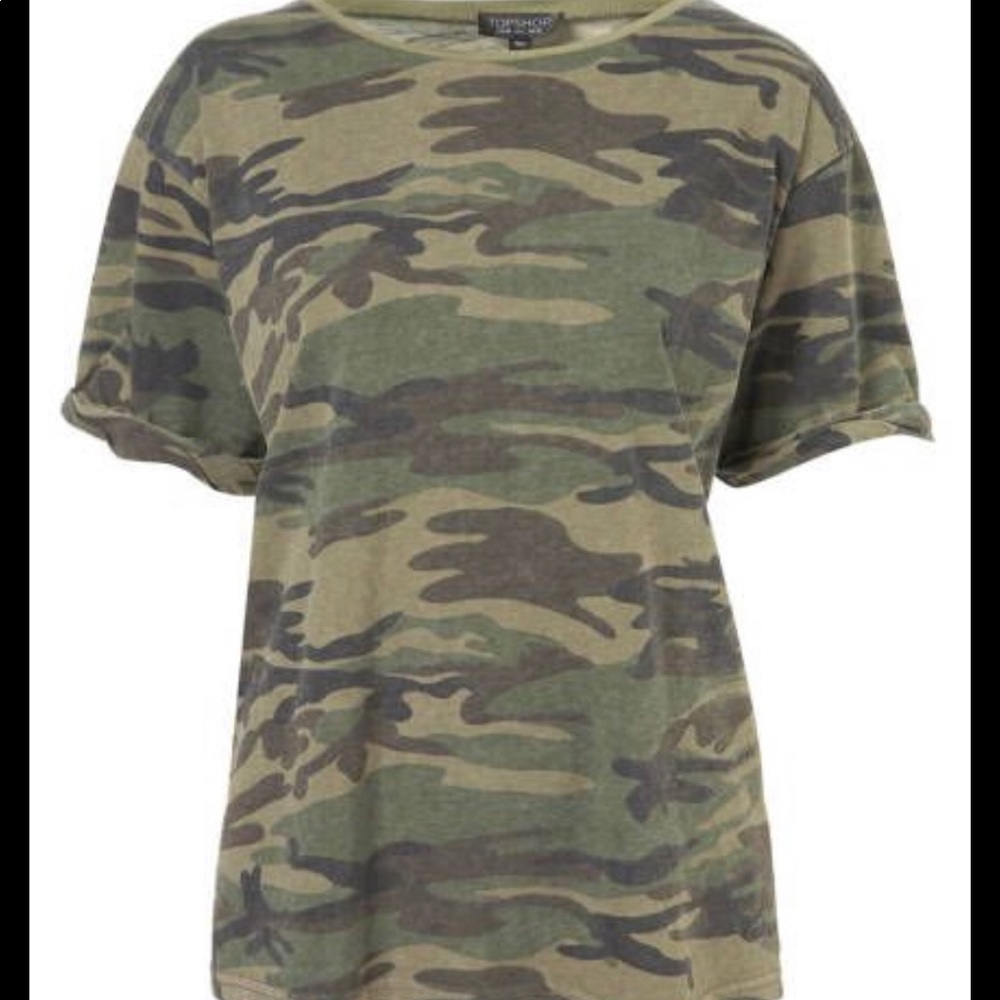 Topshop camo tee camouflage aged soft t shirt